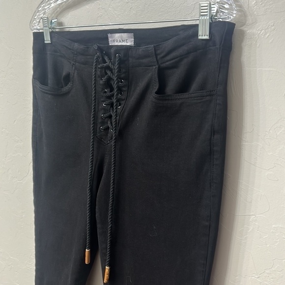 Frame black corded lace up skinny jeans size 30. - Picture 4 of 9
